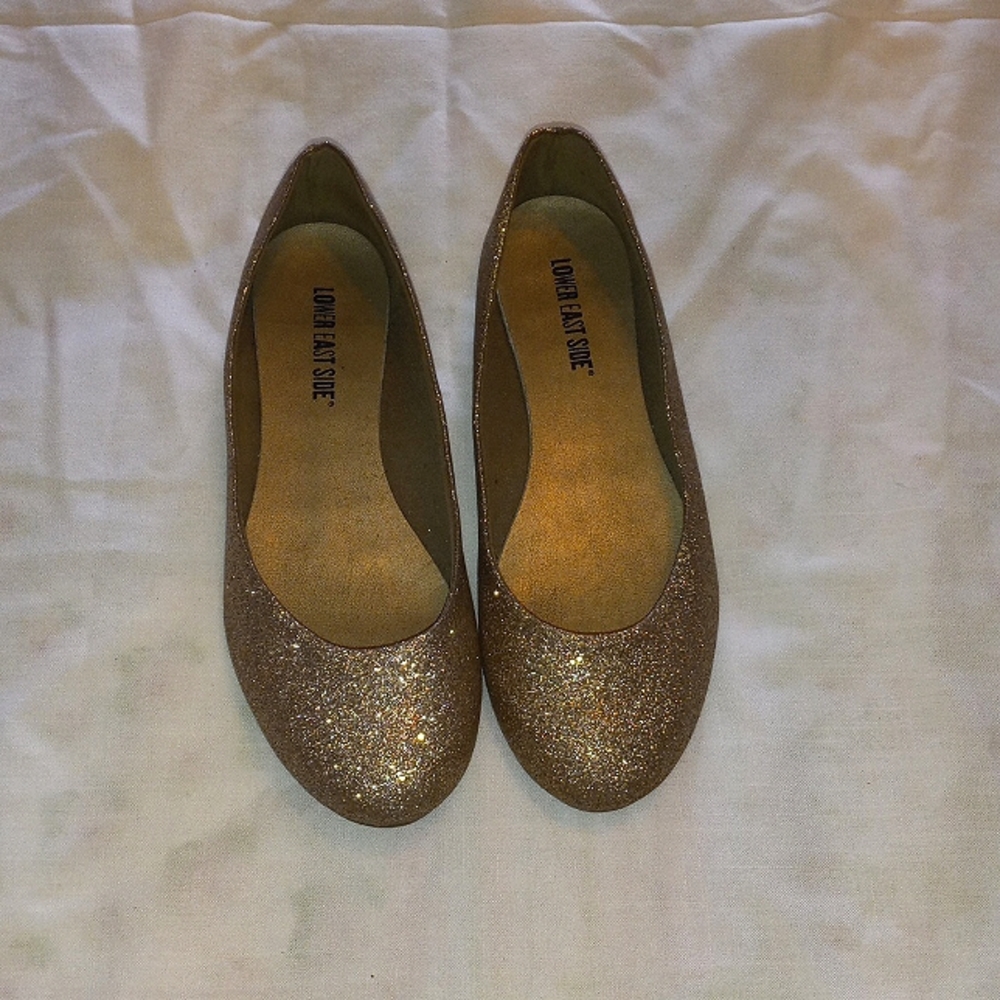 Gold sparkly flats size 7